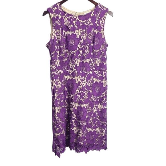 Eci New York Purple Lace Sheath Midi Floral Dress Size 8 - Picture 1 of 8